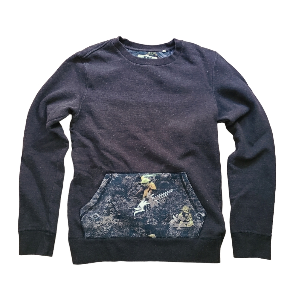 On the Byas Star Wars Yoda MENS SMALL Pullover Kanga Pocket Dark Gray